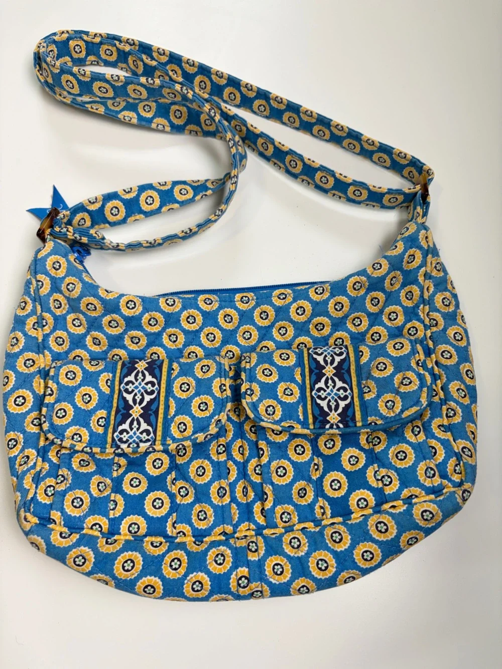 VERA BRADLEY Riviera 2008 Libby Crossbody Purse Shoulder Bag Blue Yellow Y2K